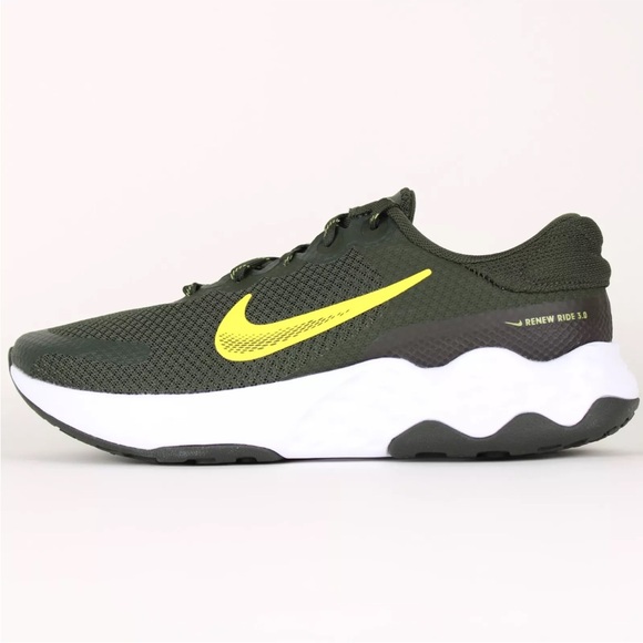 Nike Renew Ride 3 Men's Road Running Sequoia/yellow strike-alligator Size 10 - Picture 4 of 7